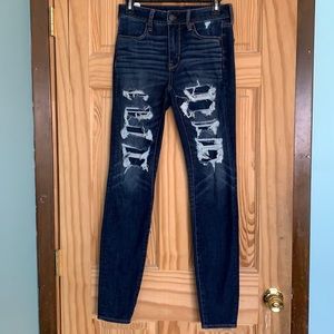 American Eagle distressed hi-rise jeggings size 4